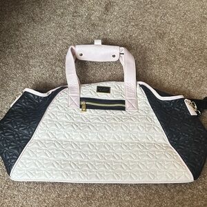 Betsey Johnson Cream and Black Quilted Travel Bag